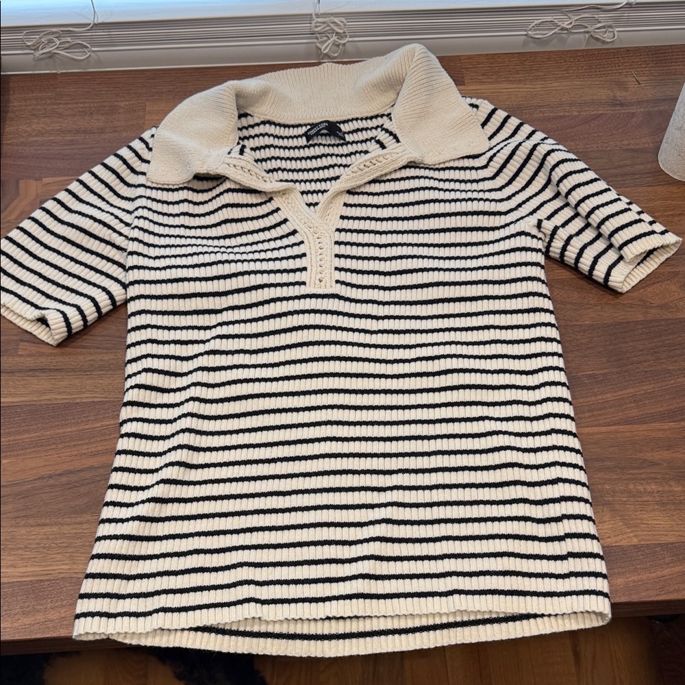 Simply Vera Vera Wang Black and Cream Striped Knit Top